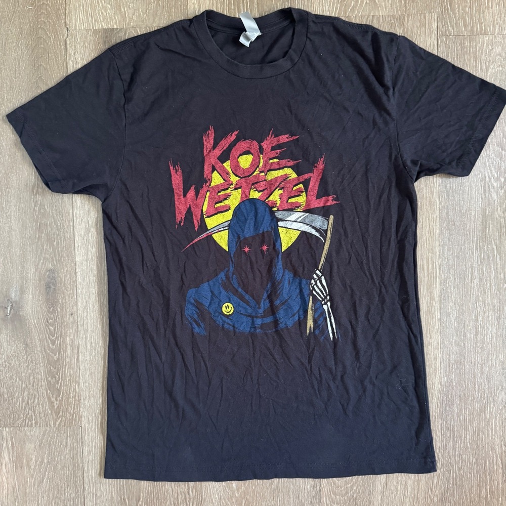 Koe Wetzel Road to Hell Paso Tour T-Shirt Mens Medium Black Reaper Graphic 2023